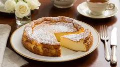 クリーミーで軽くて、しっかりした食感：小麦粉を使わないヨーグルトケーキは、冷やすとさらに美味しくなります。